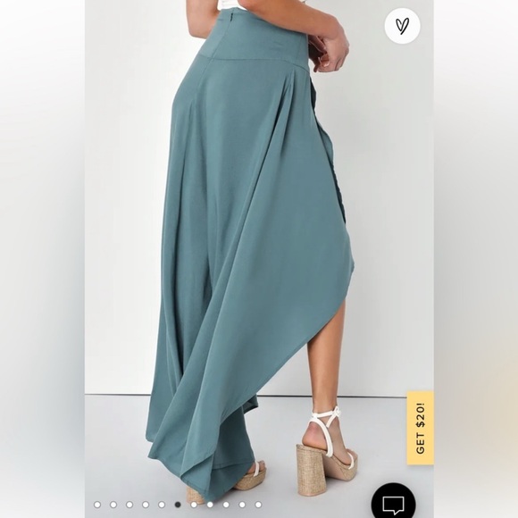 O’Neill Ambrioso Dark Sage Green High Low Maxi Skirt size Small EUC - Picture 3 of 11